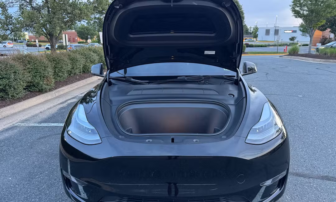 2023 Tesla Model Y Long Range AWD in Solid Black, Front Trunk